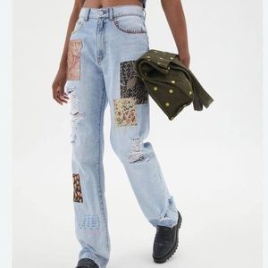 BDG Printed Patchwork Distressed Cowboy Jean